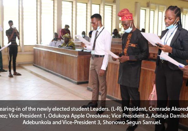 Newly Elected Students’ Union Leaders Inaugurated … Lauds Management over maiden Online Voting Process