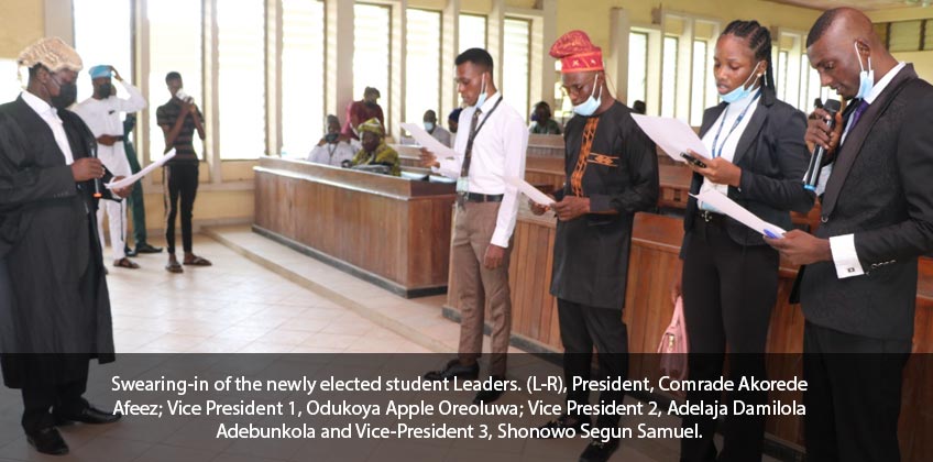 Newly Elected Students’ Union Leaders Inaugurated … Lauds Management over maiden Online Voting Process